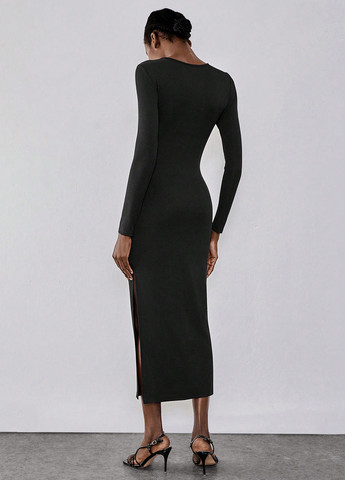 Чорна вечірня сукня силуетна SHEIN однотонна