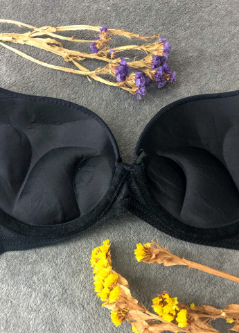 Чорний бюстгальтер чорний зефір гладкий 3d тройной пуш ап супер 75bc 80bc 85bc гладкий ліфчик з дуже великим пушап No Brand