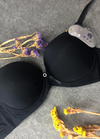 Чорний бюстгальтер чорний зефір гладкий 3d тройной пуш ап супер 75bc 80bc 85bc гладкий ліфчик з дуже великим пушап No Brand