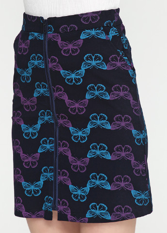 Темно-синяя кэжуал с рисунком юбка Senti мини