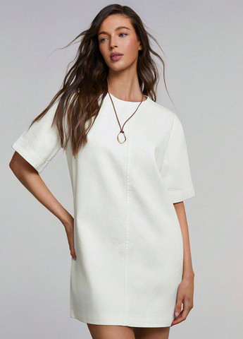 Белое джинсовое платье SHEIN однотонное