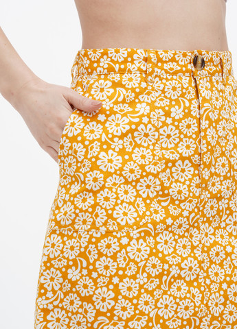 Желтая кэжуал цветочной расцветки юбка H&M а-силуэта (трапеция)