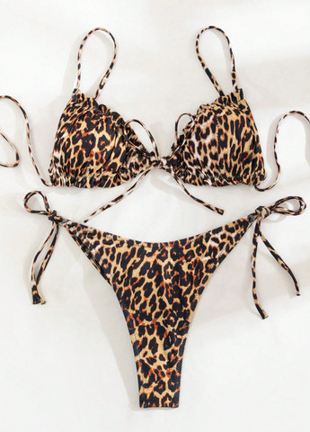 Світло-коричневий літній купальник (ліф, трусики) роздільний SHEIN