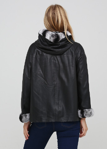 Чорна демісезонна куртка шкіряна двостороння Leather Factory