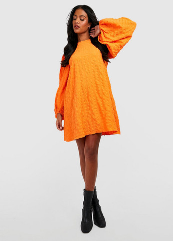 Оранжевое кэжуал платье оверсайз Boohoo однотонное