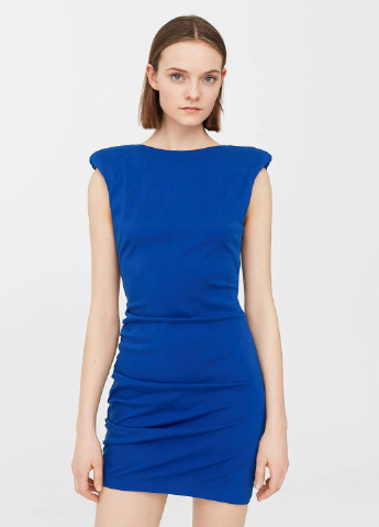 Синее кэжуал платье футляр Mango однотонное