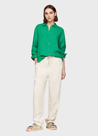 Зеленая кэжуал рубашка однотонная Tommy Hilfiger