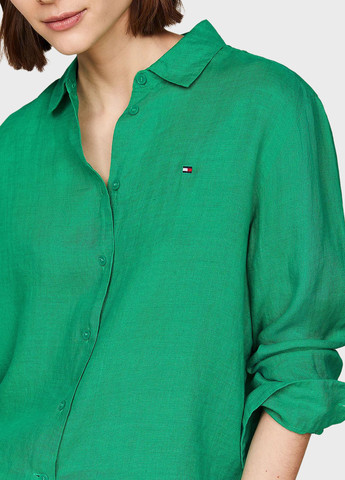 Зеленая кэжуал рубашка однотонная Tommy Hilfiger