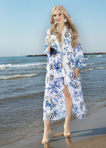 Білий пляжна сукня а-силует Anastasea з малюнком