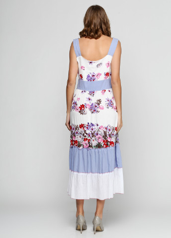 Білий кежуал плаття, сукня Алеся з квітковим принтом