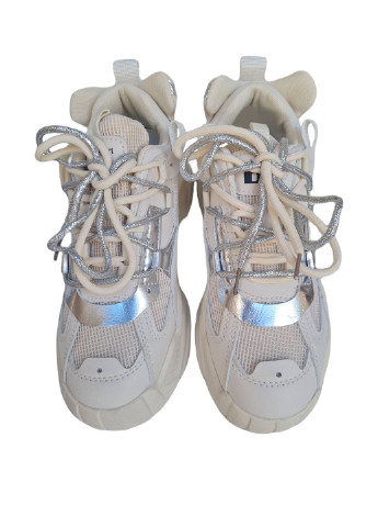 Бежевые осенние женские кроссовки Violetta с глиттером