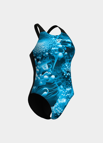 Комбинированный летний купальник слитный Arena BLUE FLOWERS SWIMSUIT V BACK