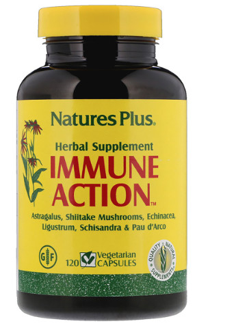 Імуностимулюючий комплекс, Immune Action,, 120 рослинних капсул Natures Plus (228292034)