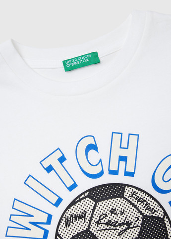 Белый демисезонный кэжуал лонгслив United Colors of Benetton с надписями