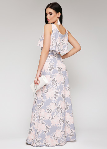 Серое кэжуал платье TessDress с цветочным принтом