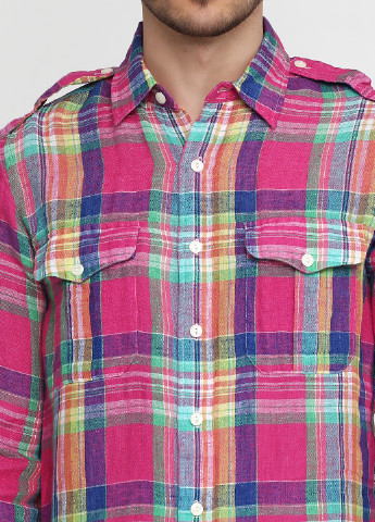 Малиновая кэжуал рубашка в клетку Ralph Lauren с длинным рукавом