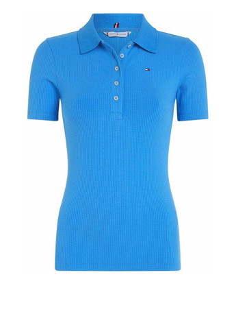 Голубой женская футболка-поло Tommy Hilfiger с логотипом