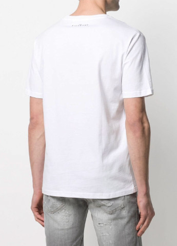 Біла чоловіча футболка з написом з коротким рукавом John Richmond