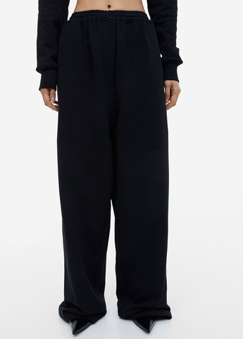 Черные кэжуал, спортивные демисезонные прямые брюки H&M