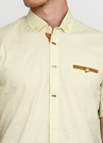 Сорочка Recobar з коротким рукавом горошок жовта кежуал