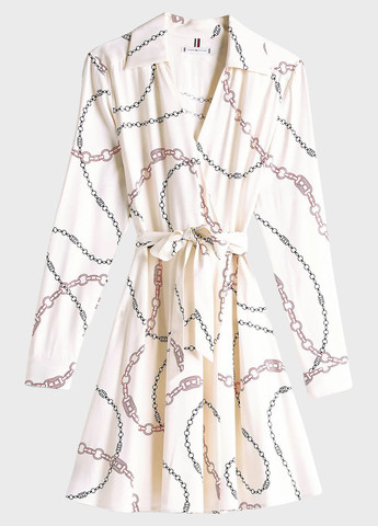 Комбинированное кэжуал платье на запах, клеш Tommy Hilfiger с рисунком