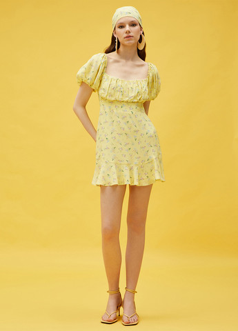 Світло-жовтий кежуал сукня KOTON з квітковим принтом
