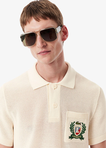 Светло-бежевая футболка-поло для мужчин Lacoste однотонная