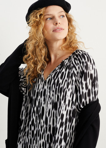 Чорно-білий кежуал сукня а-силует C&A з малюнком