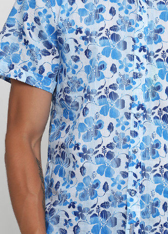 Голубой кэжуал рубашка с цветами AMATO