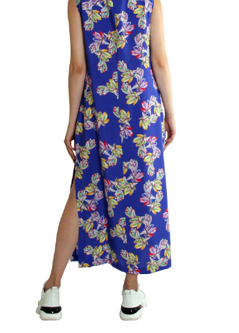 Синя кежуал рівна сукня зі штапелю з квітковим принтом . виробництво україна. Anna Dali з квітковим принтом