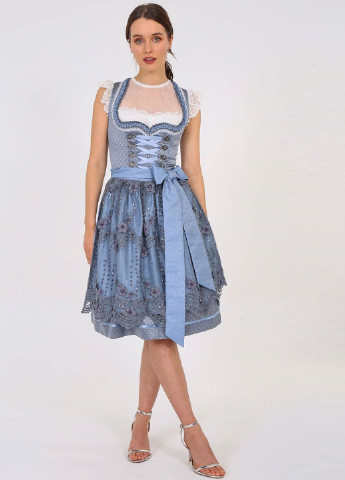 Блакитна коктейльна сукня з корсетом, кльош Kruger однотонна