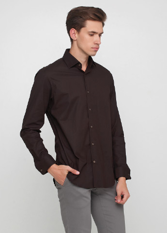 Темно-коричневая кэжуал рубашка однотонная Arrow