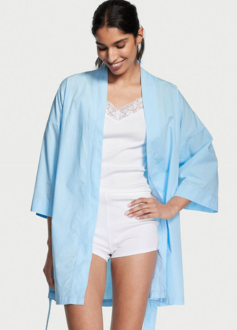 Блакитний демісезонний комплект (халат, майка, шорти) Victoria's Secret