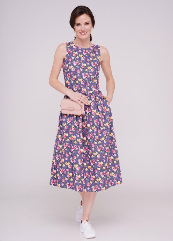 Комбинированное кэжуал платье марта-м розочки 1 на дениме Jet с цветочным принтом