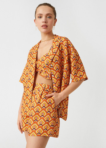 Оранжевая кэжуал рубашка с абстрактным узором KOTON