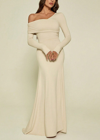 Кремова вечірня сукня на одне плече SHEIN однотонна