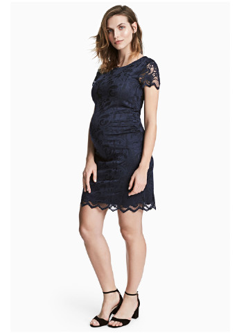 Темно-синее коктейльное платье для беременных а-силуэт H&M