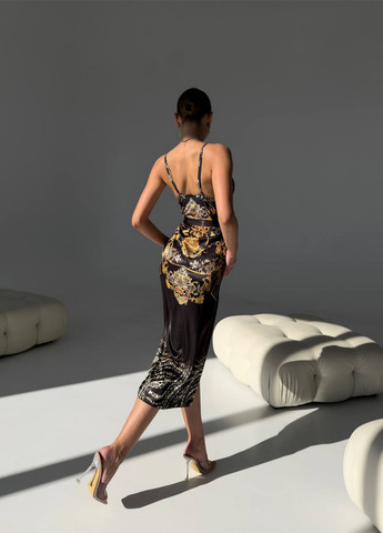 Чорний літній пляжний комплект жіночий (купальник, парео) суцільний NOVA VEGA