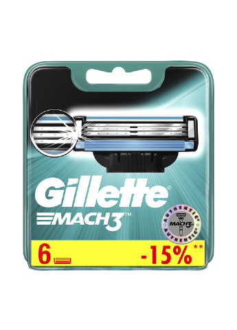 Сменные кассеты для бритвы Mach 3, (6 шт.) Gillette (113078353)