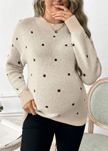 Светло-бежевый демисезонный джемпер для беременных джемпер SHEIN