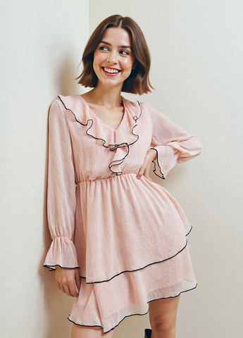 Пудровое кэжуал платье клеш Reserved однотонное