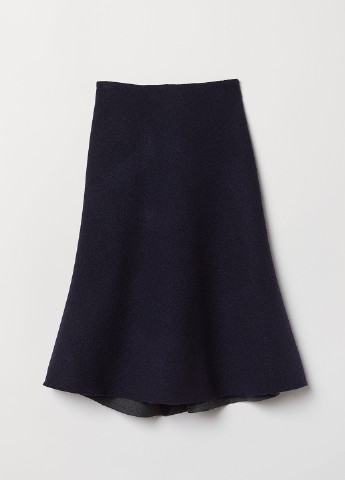 Темно-синяя кэжуал однотонная юбка H&M Studio а-силуэта (трапеция)