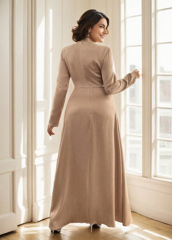 Бежева вечірня сукня SHEIN однотонна