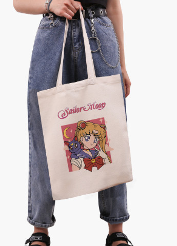 Еко сумка шоппер біла аніме Сейлор Мун (Sailor Moon) (9227-2659-WT-1) екосумка шопер 41*35 см MobiPrint (215977342)