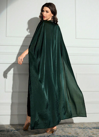 Темно-зелений демісезонний комплект (сукня, накидка) SHEIN