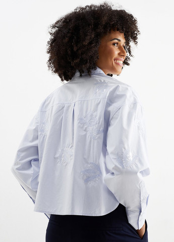 Голубой кэжуал рубашка однотонная C&A