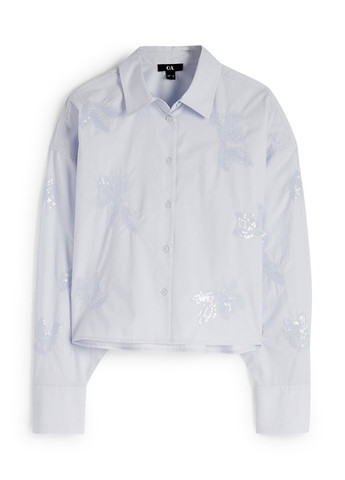 Голубой кэжуал рубашка однотонная C&A