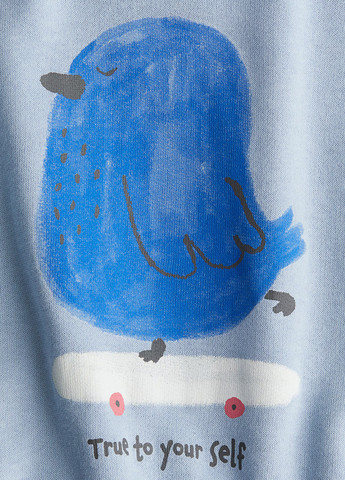 H&M свитшот рисунок светло-голубой кэжуал хлопок, трикотаж с начесом