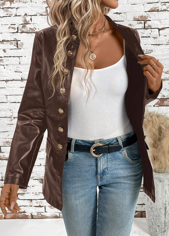 Коричневый женский жакет SHEIN однотонный - демисезонный