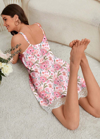 Блідо-рожева домашній сукня а-силует SHEIN з квітковим принтом